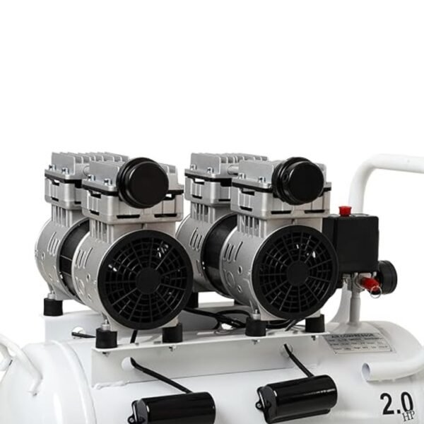 Hyco Oil Free Dental Silent Air Compressor 2Hp Double Motor and Compressor with 100% Copper Winding with Air Filter and Regulator - Image 2