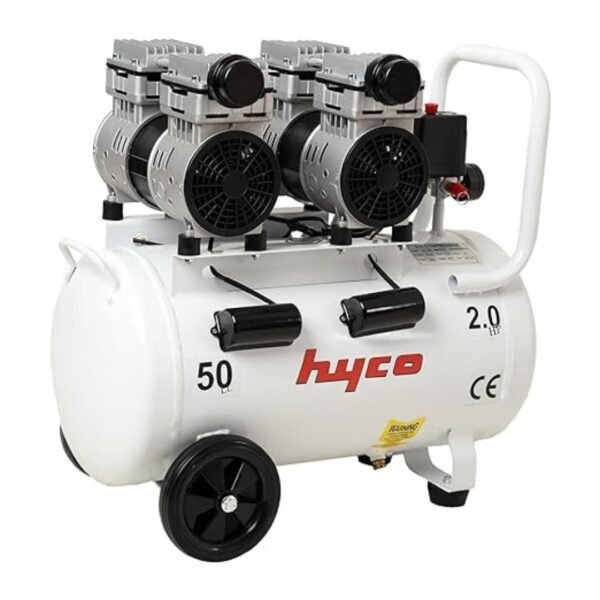 Hyco Oil Free Dental Silent Air Compressor 2Hp Double Motor and Compressor with 100% Copper Winding with Air Filter and Regulator