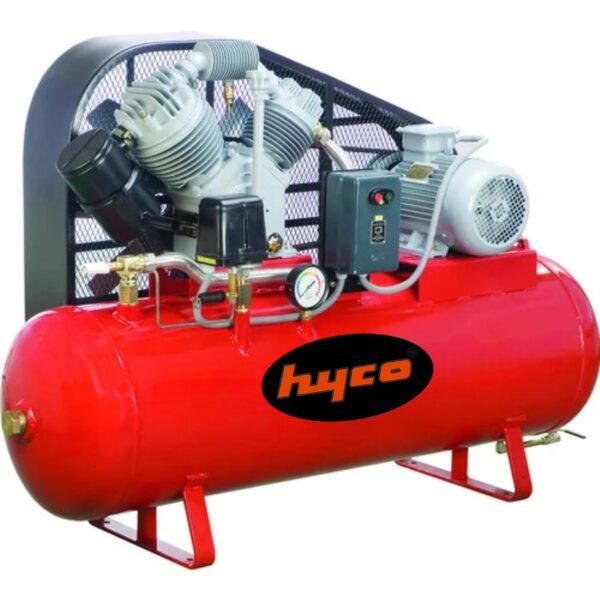 HYCO 5HP Belt Driven Lubricated Air Compressor with Three Phase CROMPTON Motor, 260L Tank Capacity, 100% Copper Winding - Image 2